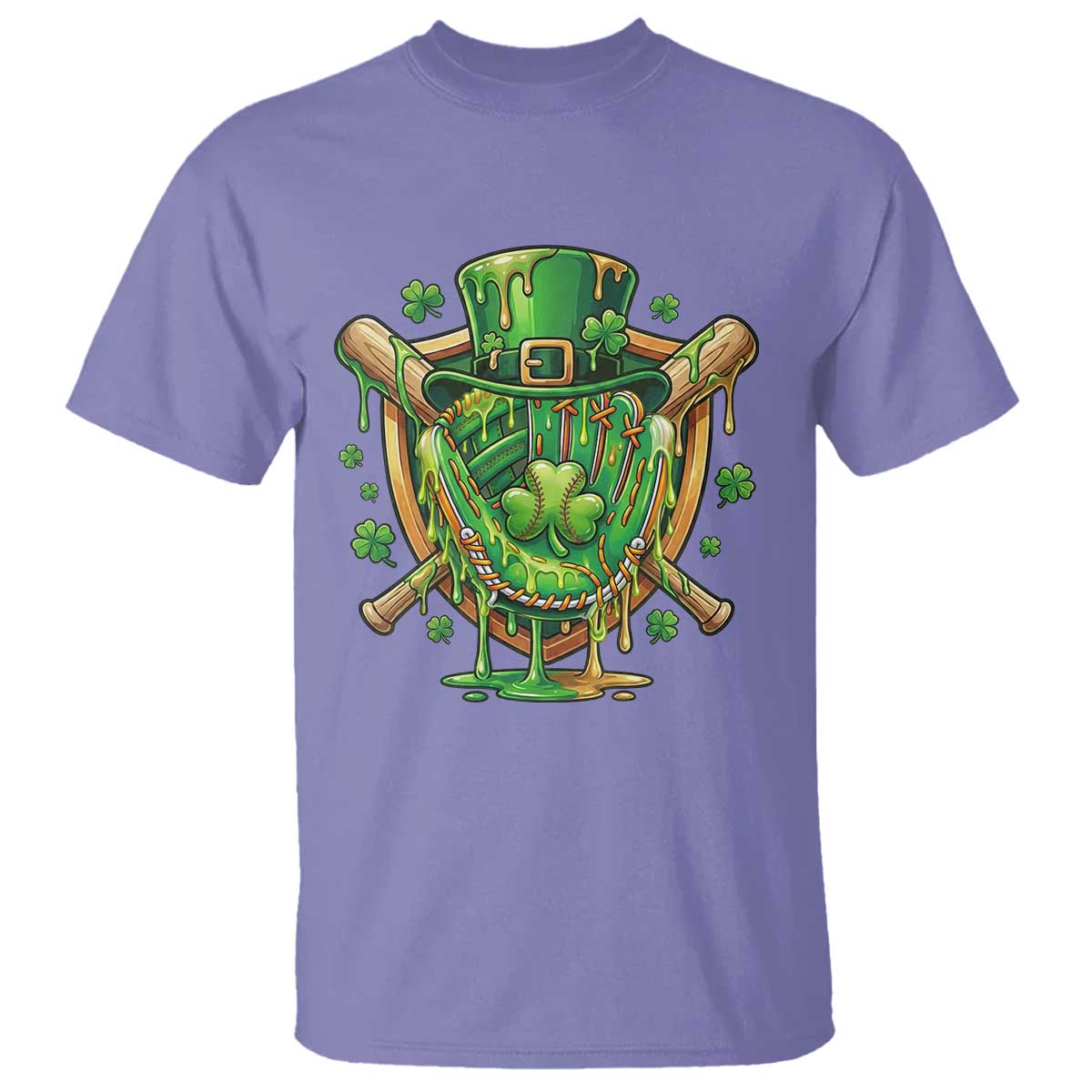Slimy Shamrock Baseball Glove T Shirt St Patricks Day Gift TS12 Violet Print Your Wear