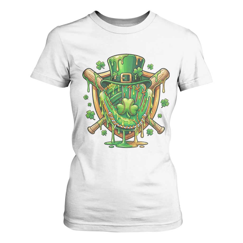 Slimy Shamrock Baseball Glove T Shirt For Women St Patricks Day Gift TS12 White Print Your Wear