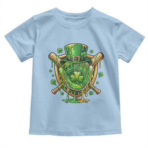 Slimy Shamrock Baseball Glove Toddler T Shirt St Patricks Day Gift TS12 Light Blue Print Your Wear