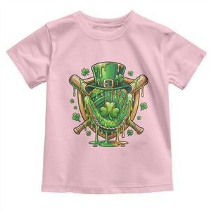 Slimy Shamrock Baseball Glove Toddler T Shirt St Patricks Day Gift TS12 Light Pink Print Your Wear