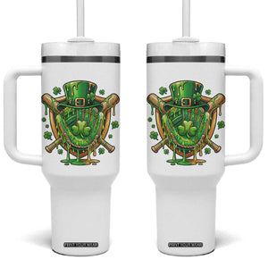 Slimy Shamrock Baseball Glove Tumbler With Handle St Patricks Day Gift TS12 One Size: 40 oz White Print Your Wear