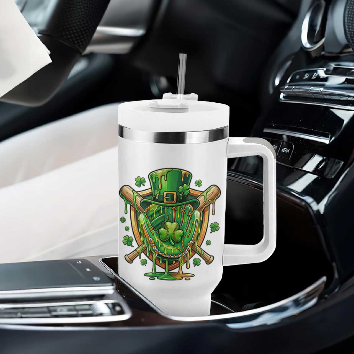 Slimy Shamrock Baseball Glove Tumbler With Handle St Patricks Day Gift TS12 Print Your Wear