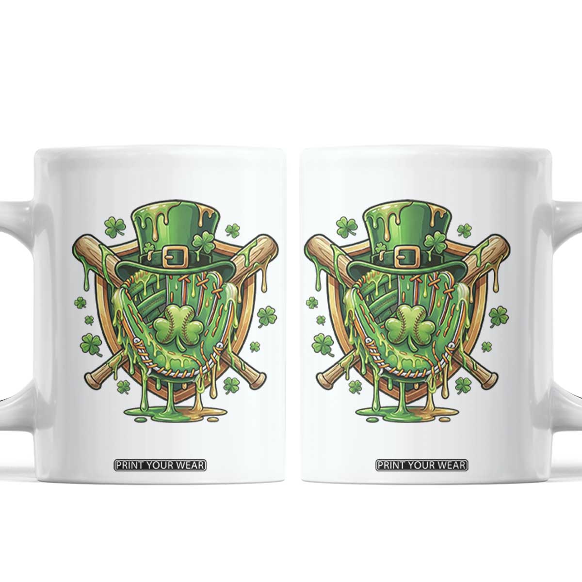 Slimy Shamrock Baseball Glove Coffee Mug St Patricks Day Gift TS12 White Print Your Wear
