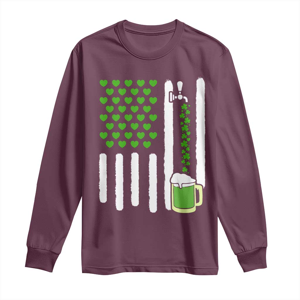 St Patricks Day Irish American Pride Gift Long Sleeve Shirt TS12 Maroon Print Your Wear