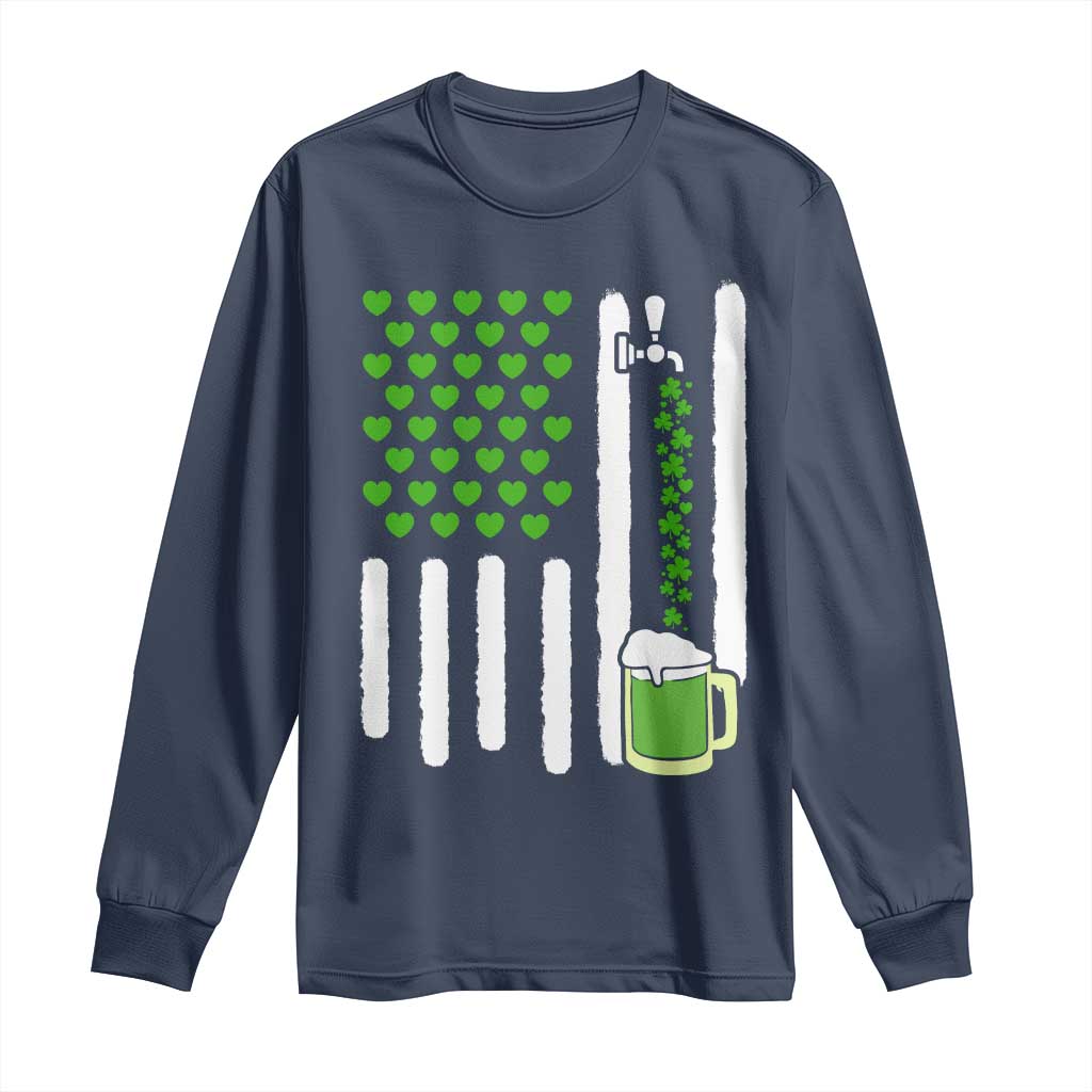 St Patricks Day Irish American Pride Gift Long Sleeve Shirt TS12 Navy Print Your Wear