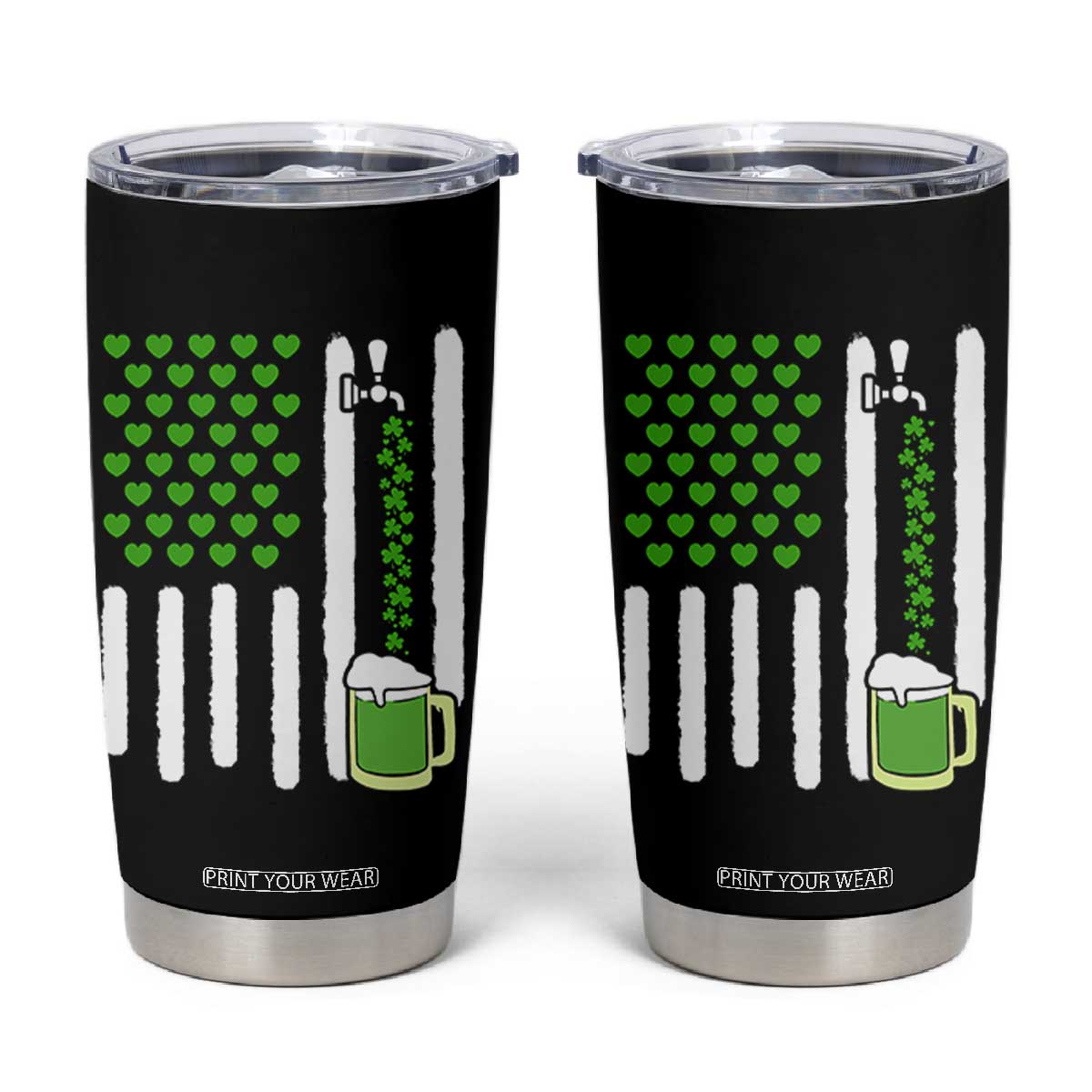 St Patricks Day Irish American Pride Gift Tumbler Cup TS12 Black Print Your Wear