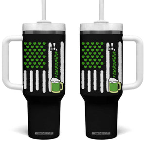 St Patricks Day Irish American Pride Gift Tumbler With Handle TS12 One Size: 40 oz Black Print Your Wear