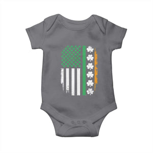 USA Flag With Shamrocks Baby Onesie St Patricks Day Gift TS12 Charcoal Print Your Wear