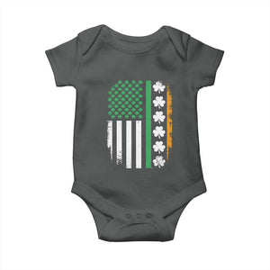 USA Flag With Shamrocks Baby Onesie St Patricks Day Gift TS12 Dark Heather Print Your Wear