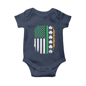 USA Flag With Shamrocks Baby Onesie St Patricks Day Gift TS12 Navy Print Your Wear