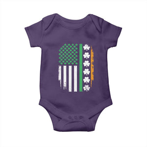 USA Flag With Shamrocks Baby Onesie St Patricks Day Gift TS12 Purple Print Your Wear