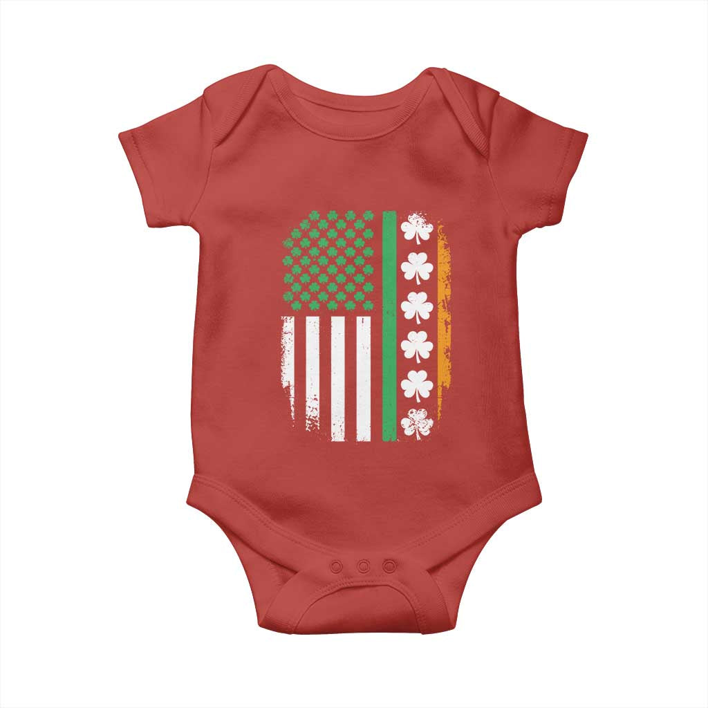 USA Flag With Shamrocks Baby Onesie St Patricks Day Gift TS12 Red Print Your Wear