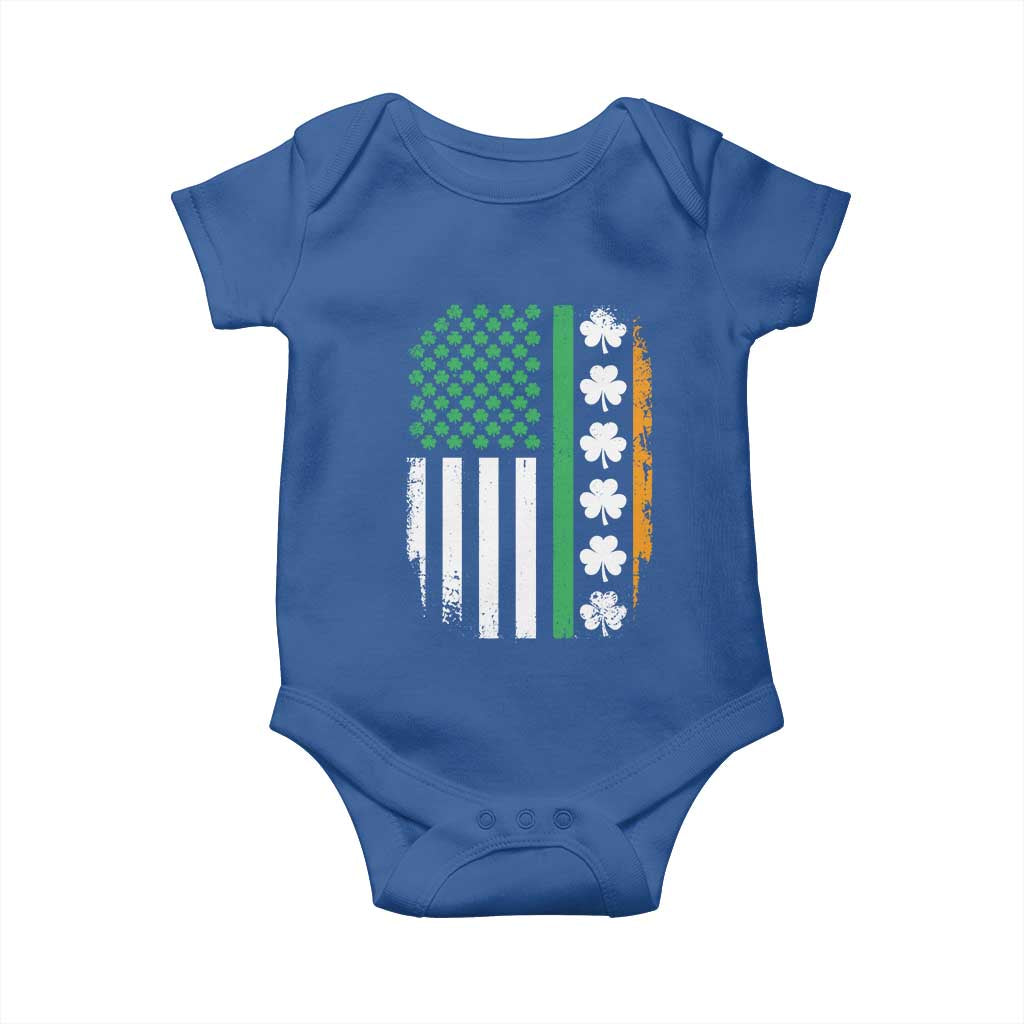 USA Flag With Shamrocks Baby Onesie St Patricks Day Gift TS12 Royal Blue Print Your Wear
