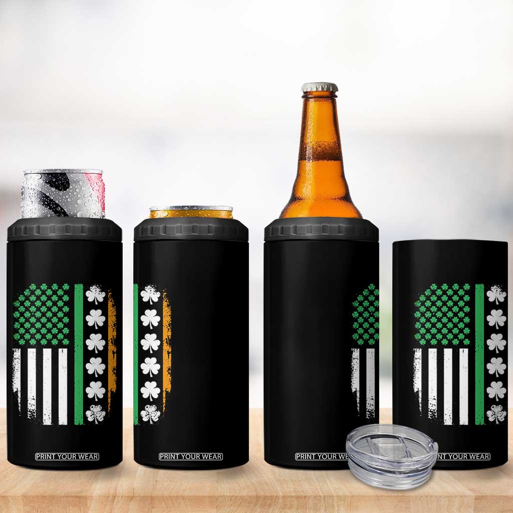 USA Flag With Shamrocks 4 in 1 Can Cooler Tumbler St Patricks Day Gift TS12 Print Your Wear