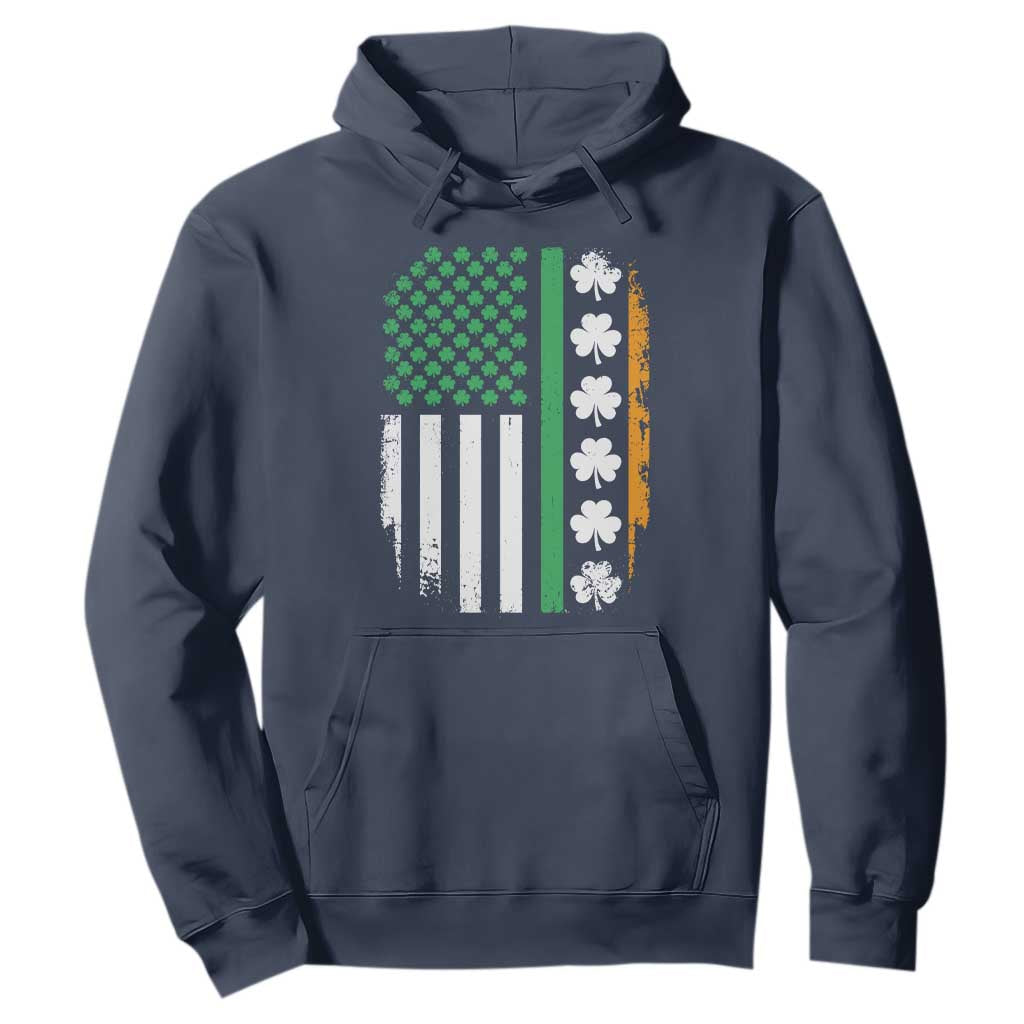 USA Flag With Shamrocks Hoodie St Patricks Day Gift TS12 Navy Print Your Wear