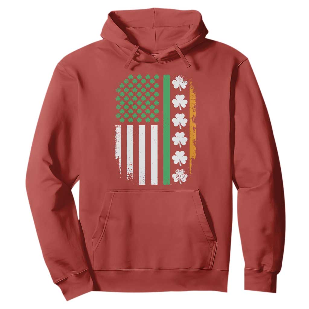 USA Flag With Shamrocks Hoodie St Patricks Day Gift TS12 Red Print Your Wear