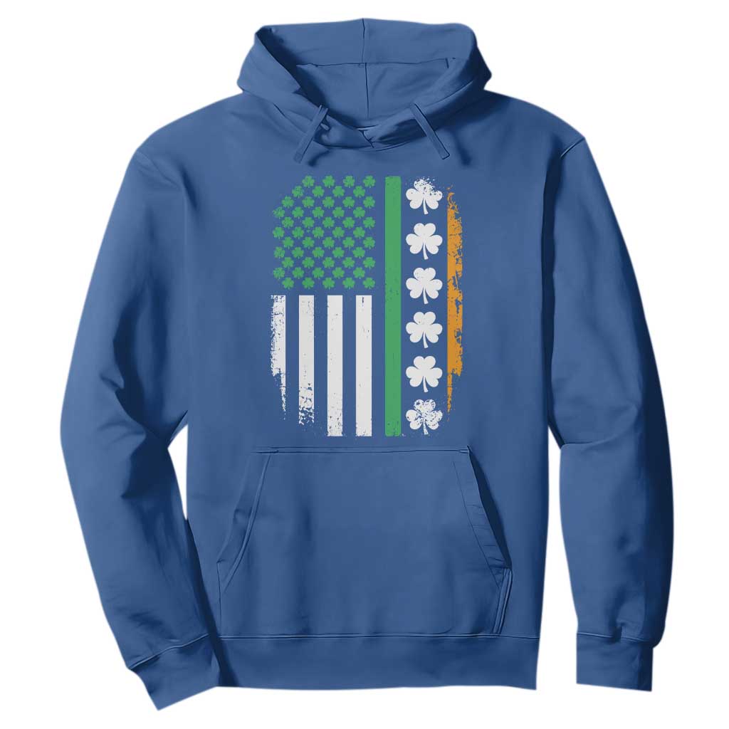 USA Flag With Shamrocks Hoodie St Patricks Day Gift TS12 Royal Blue Print Your Wear