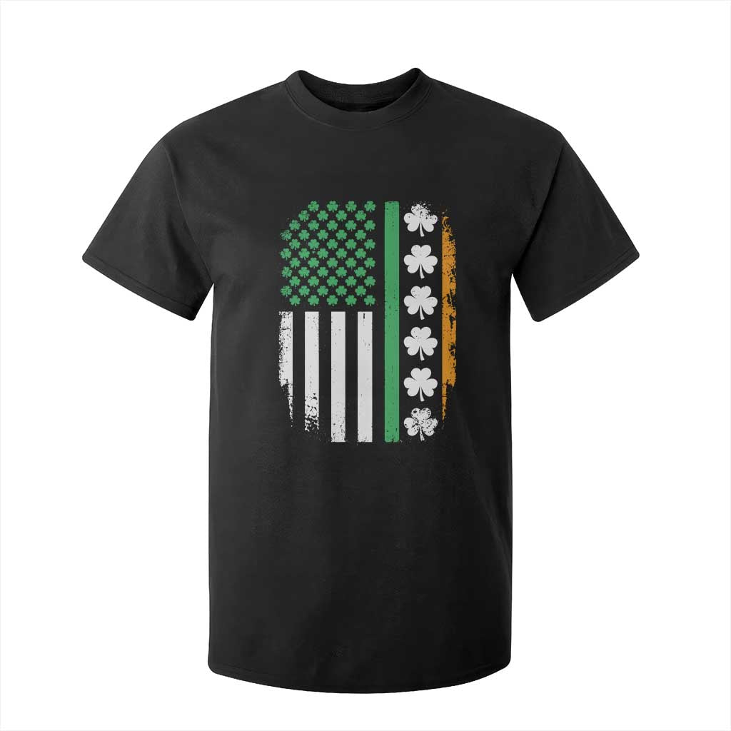 USA Flag With Shamrocks T Shirt For Kid St Patricks Day Gift TS12 Black Print Your Wear
