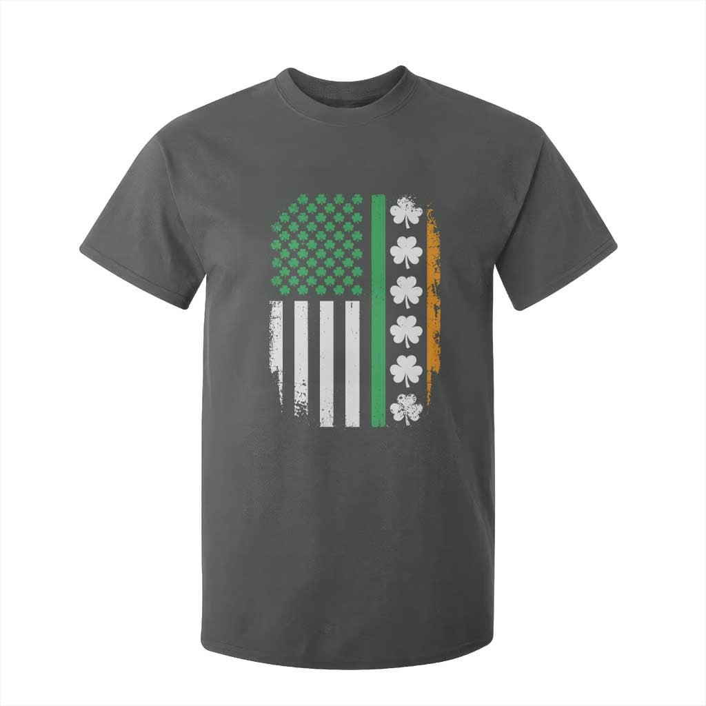 USA Flag With Shamrocks T Shirt For Kid St Patricks Day Gift TS12 Dark Heather Print Your Wear