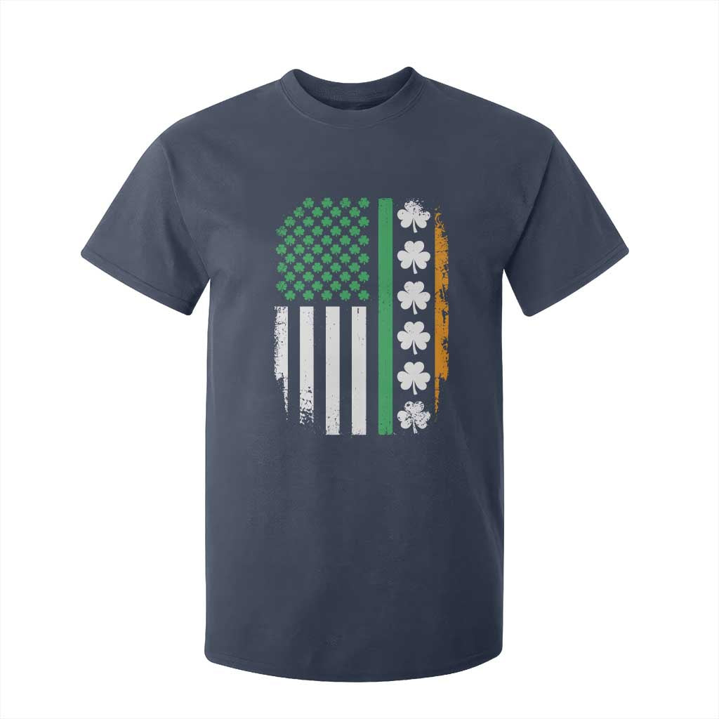 USA Flag With Shamrocks T Shirt For Kid St Patricks Day Gift TS12 Navy Print Your Wear
