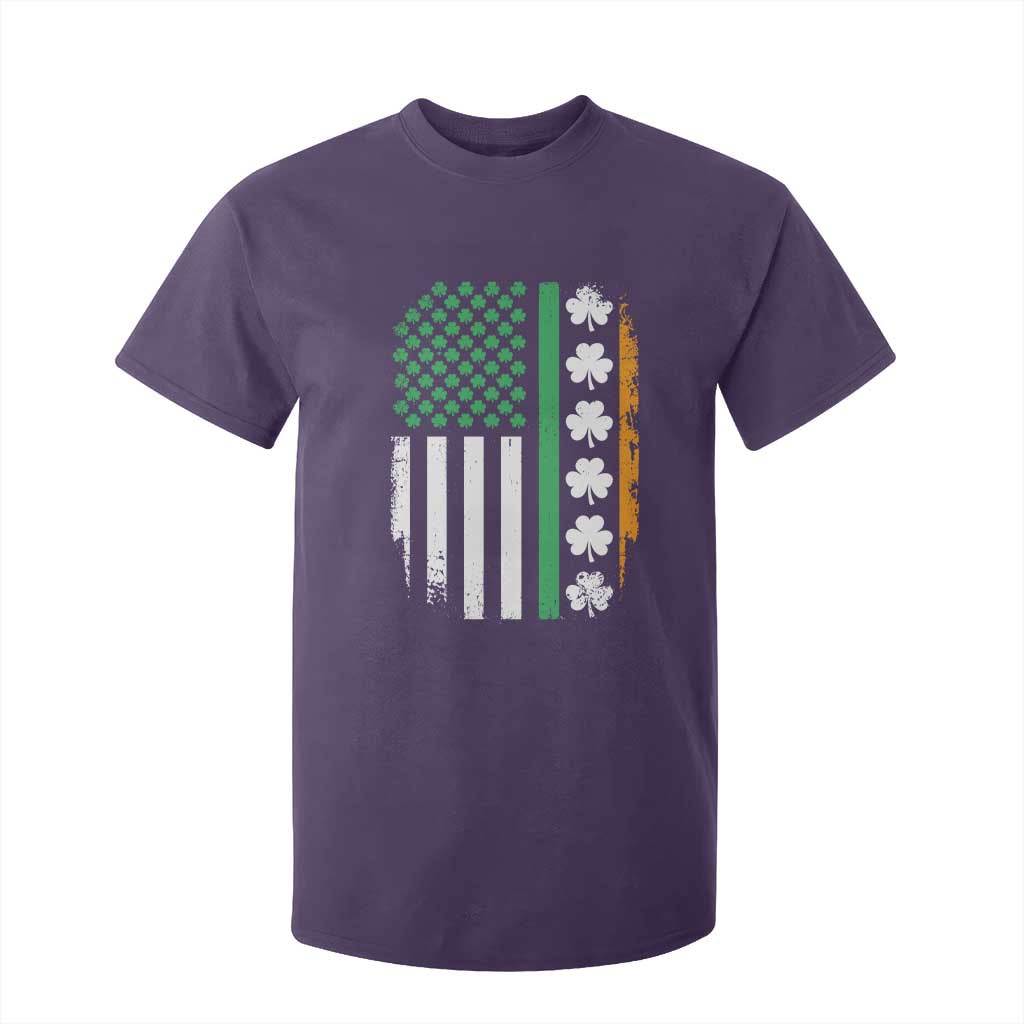 USA Flag With Shamrocks T Shirt For Kid St Patricks Day Gift TS12 Purple Print Your Wear