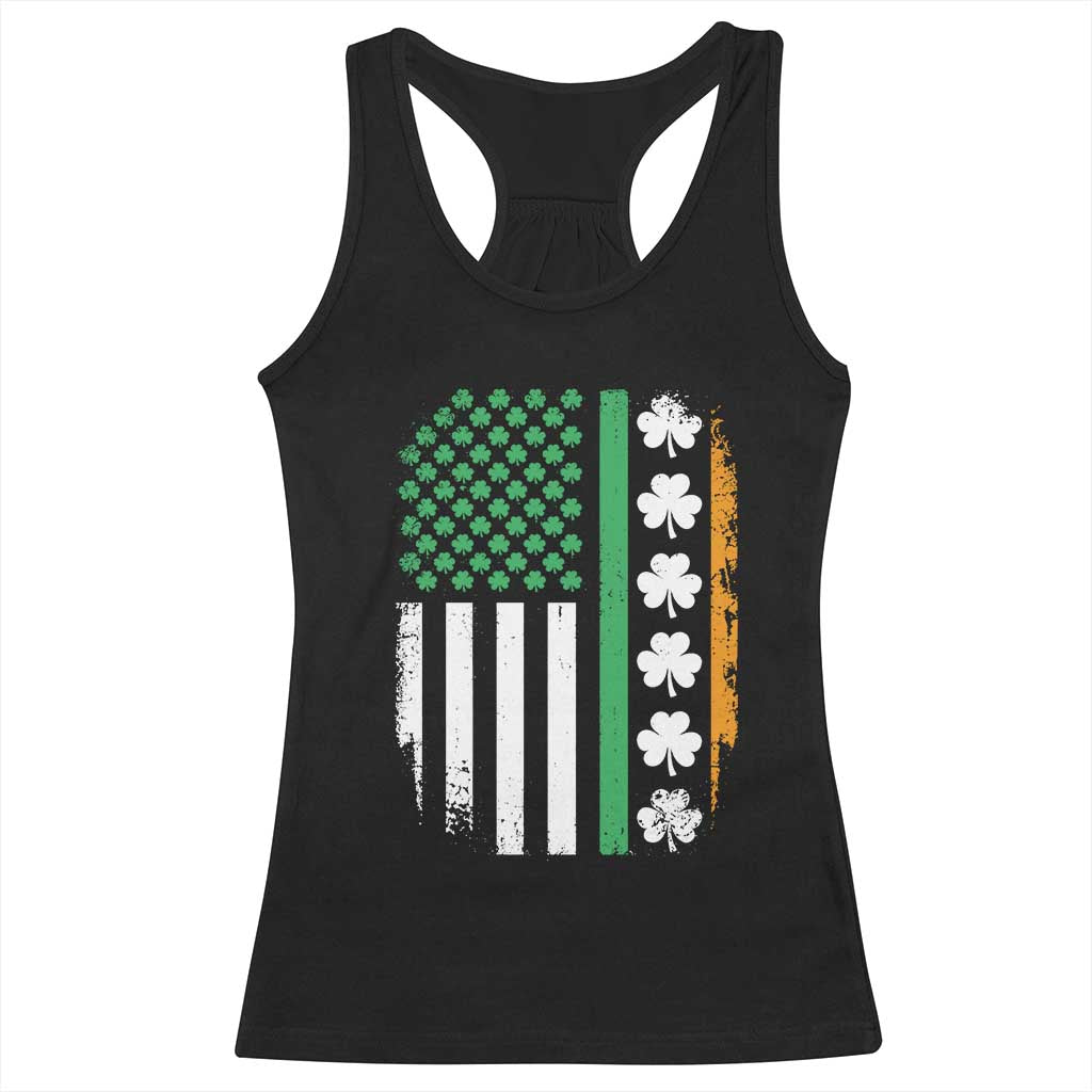 USA Flag With Shamrocks Racerback Tank Top St Patricks Day Gift TS12 Black Print Your Wear