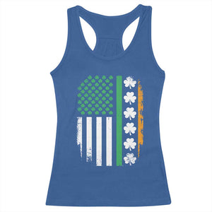 USA Flag With Shamrocks Racerback Tank Top St Patricks Day Gift TS12 Royal Blue Print Your Wear