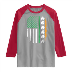 USA Flag With Shamrocks Raglan Shirt St Patricks Day Gift TS12 Sport Gray Red Print Your Wear