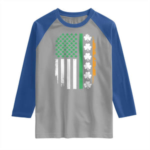 USA Flag With Shamrocks Raglan Shirt St Patricks Day Gift TS12 Sport Gray Royal Print Your Wear