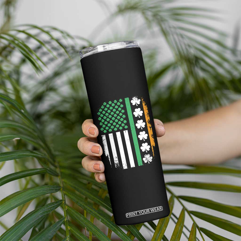 USA Flag With Shamrocks Skinny Tumbler St Patricks Day Gift TS12 Print Your Wear