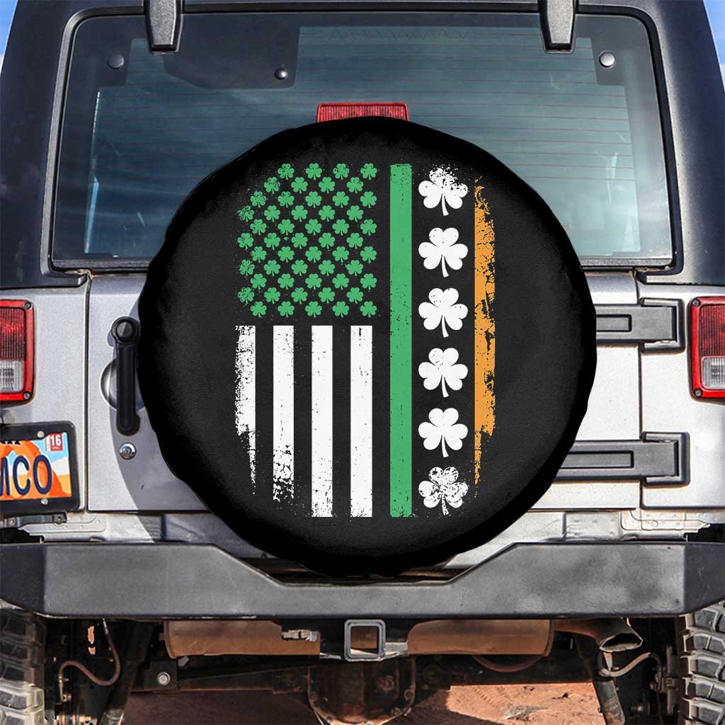 USA Flag With Shamrocks Spare Tire Cover St Patricks Day Gift TS12 No hole Black Print Your Wear