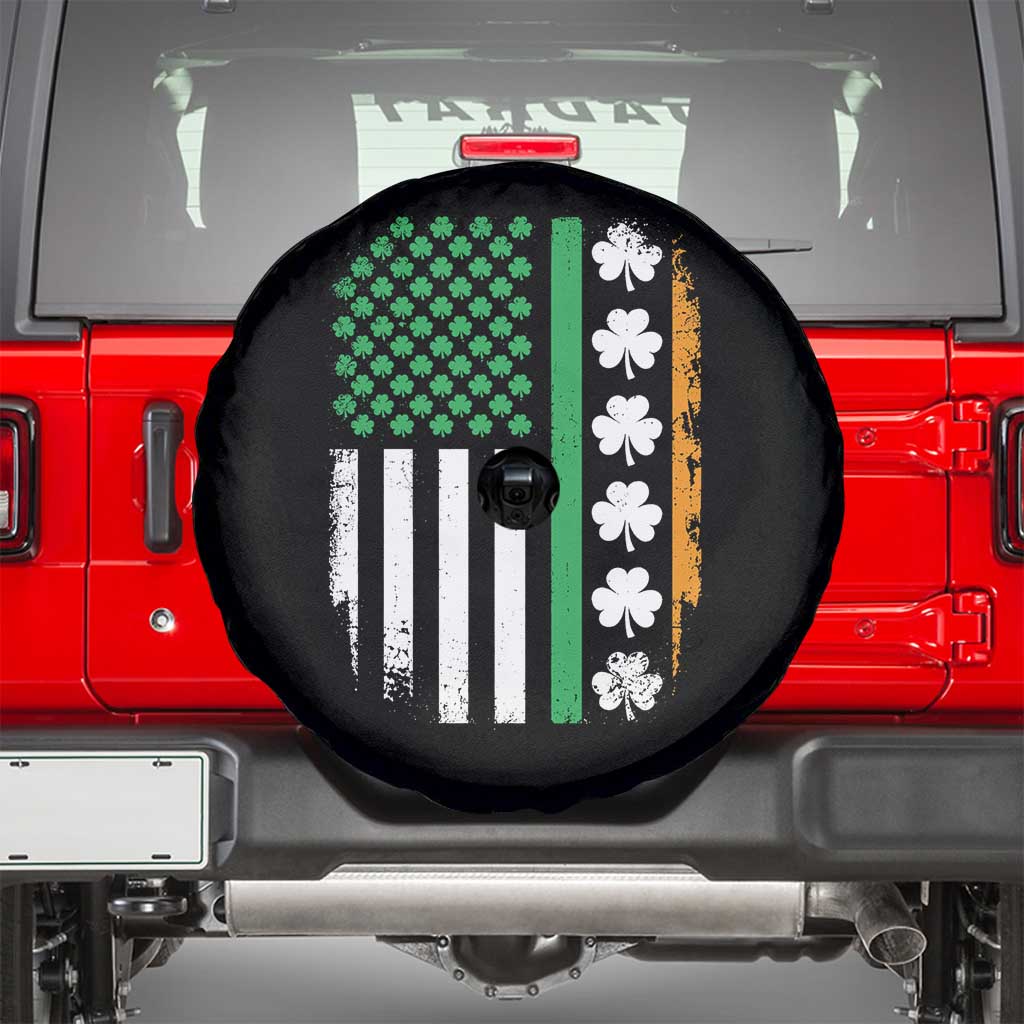 USA Flag With Shamrocks Spare Tire Cover St Patricks Day Gift TS12 Black Print Your Wear