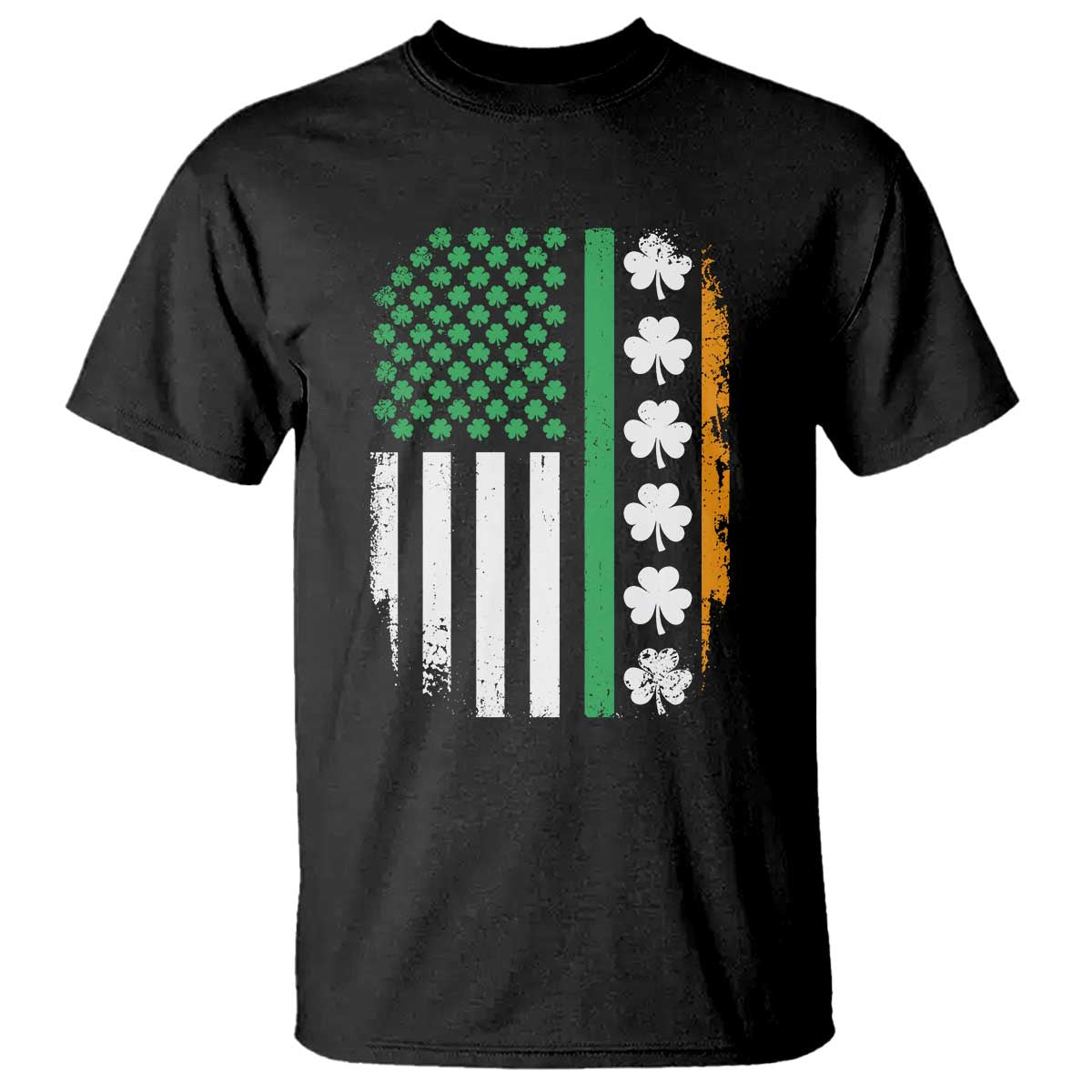 USA Flag With Shamrocks T Shirt St Patricks Day Gift