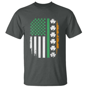 USA Flag With Shamrocks T Shirt St Patricks Day Gift TS12 Dark Heather Print Your Wear