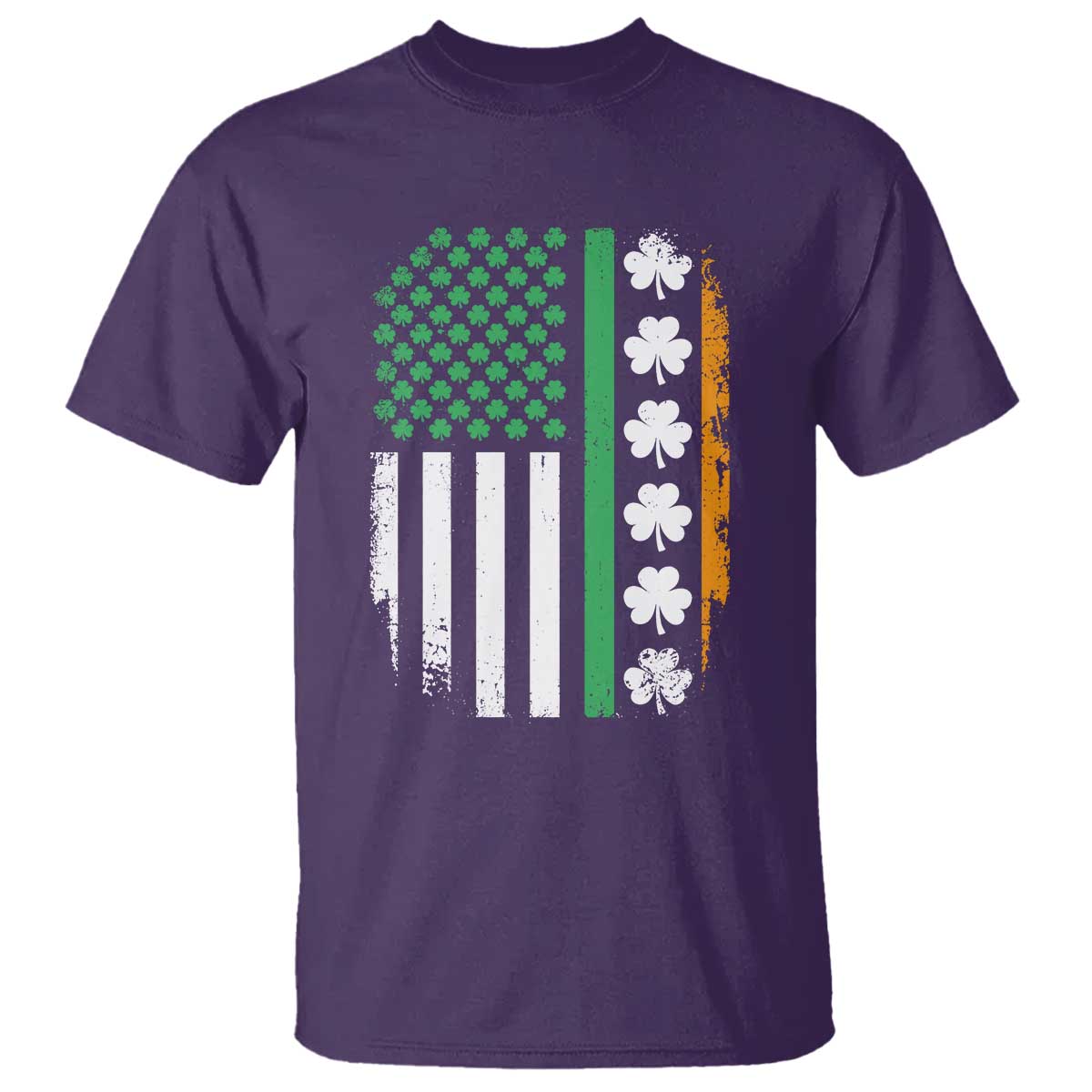 USA Flag With Shamrocks T Shirt St Patricks Day Gift TS12 Purple Print Your Wear