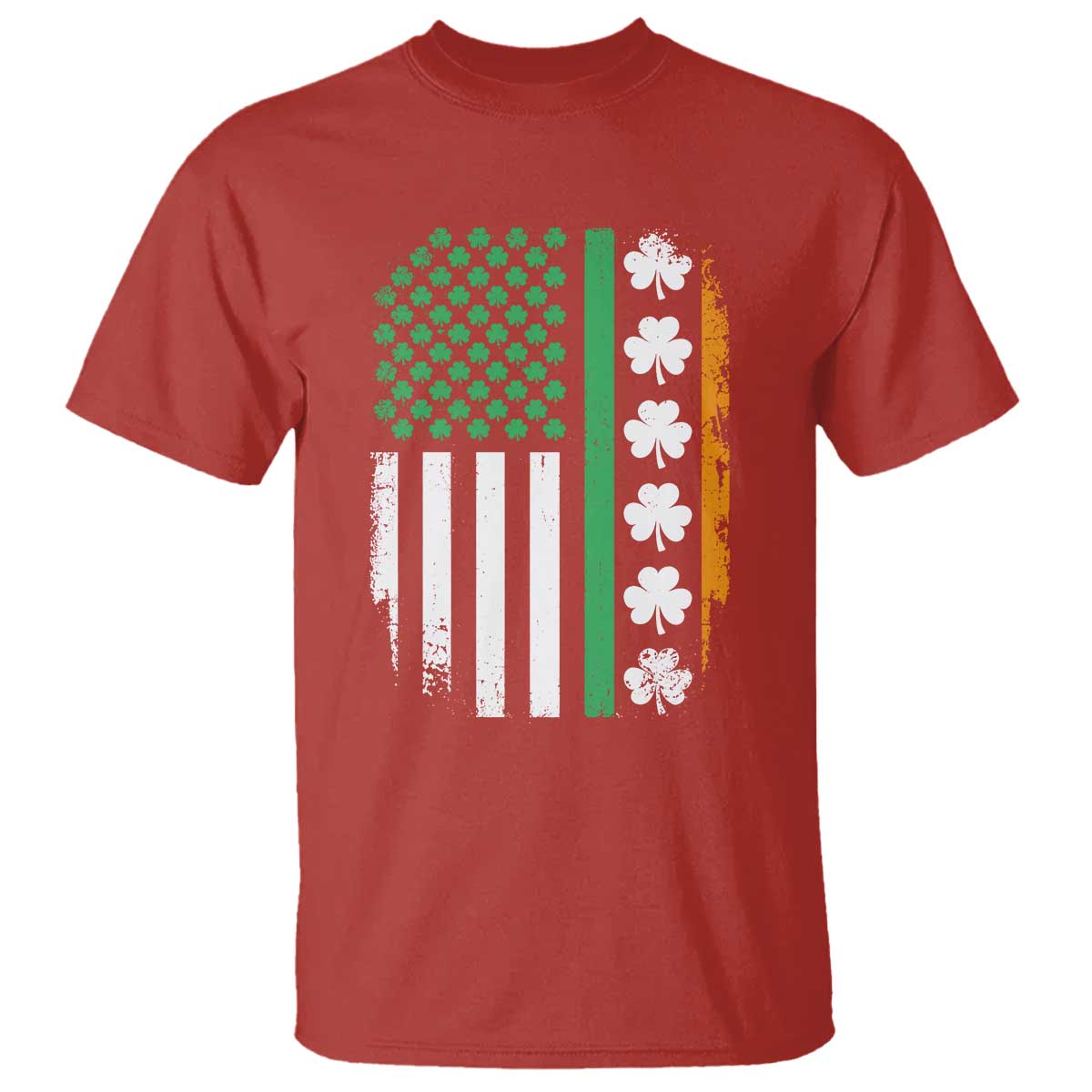 USA Flag With Shamrocks T Shirt St Patricks Day Gift TS12 Red Print Your Wear