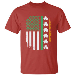 USA Flag With Shamrocks T Shirt St Patricks Day Gift