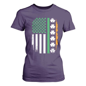 USA Flag With Shamrocks T Shirt For Women St Patricks Day Gift TS12 Purple Print Your Wear