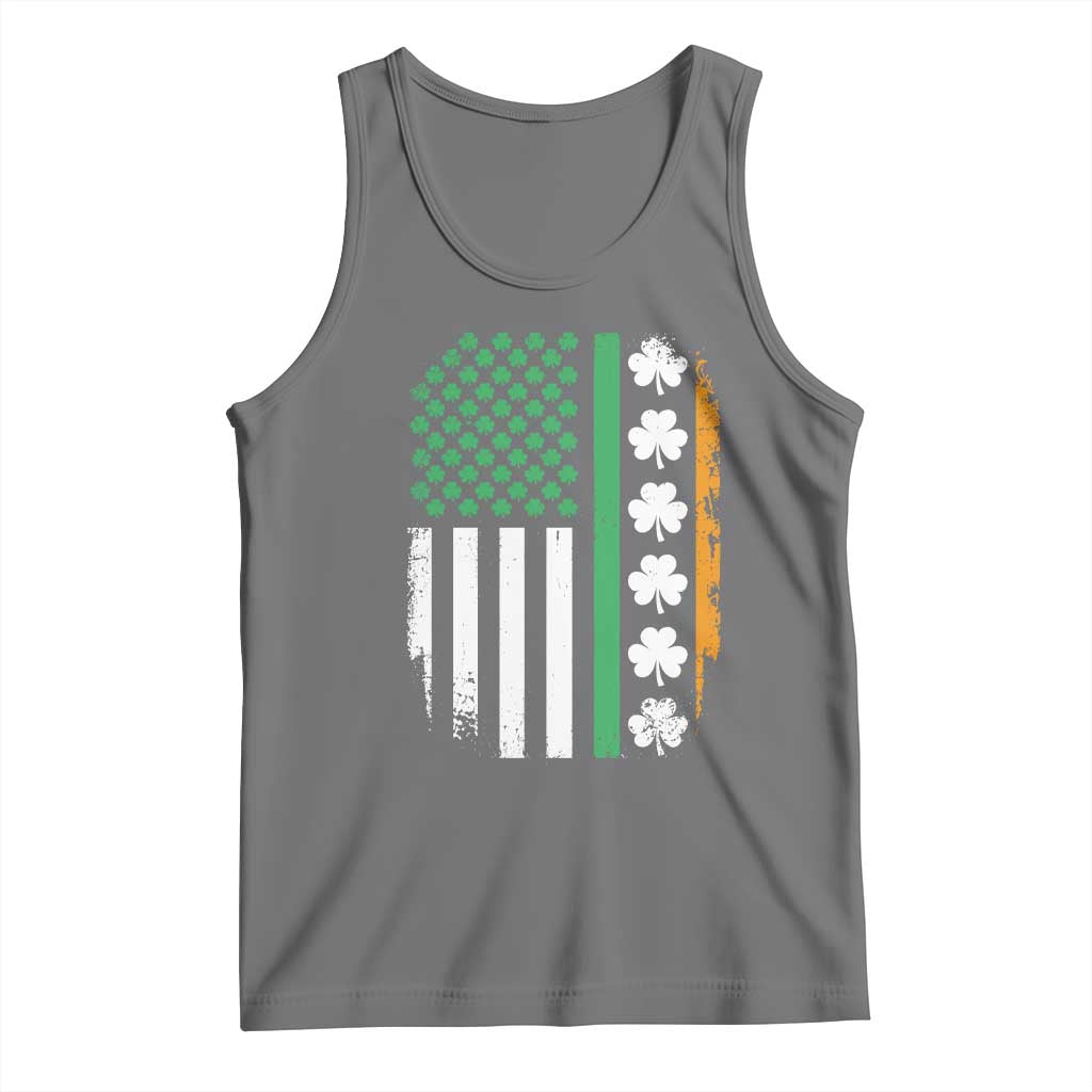 USA Flag With Shamrocks Tank Top St Patricks Day Gift TS12 Black Heather Print Your Wear