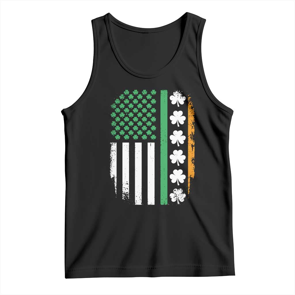 USA Flag With Shamrocks Tank Top St Patricks Day Gift TS12 Black Print Your Wear