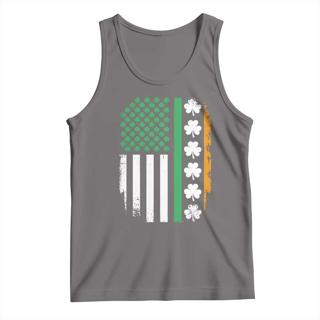 USA Flag With Shamrocks Tank Top St Patricks Day Gift TS12 Deep Heather Print Your Wear
