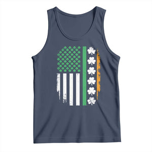 USA Flag With Shamrocks Tank Top St Patricks Day Gift TS12 Navy Print Your Wear