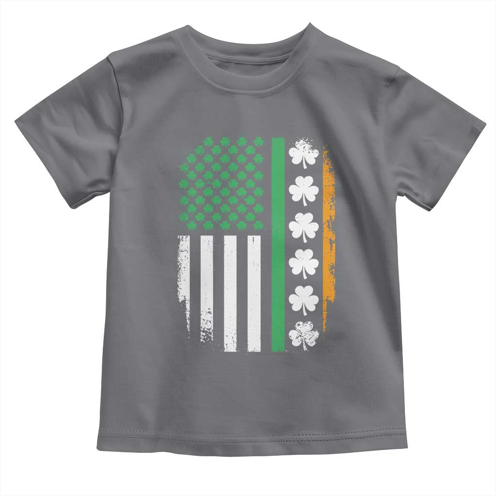 USA Flag With Shamrocks Toddler T Shirt St Patricks Day Gift TS12 Charcoal Print Your Wear