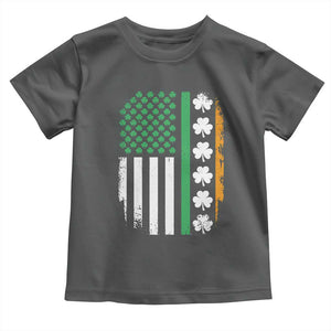 USA Flag With Shamrocks Toddler T Shirt St Patricks Day Gift TS12 Dark Heather Print Your Wear