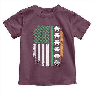 USA Flag With Shamrocks Toddler T Shirt St Patricks Day Gift TS12 Maroon Print Your Wear