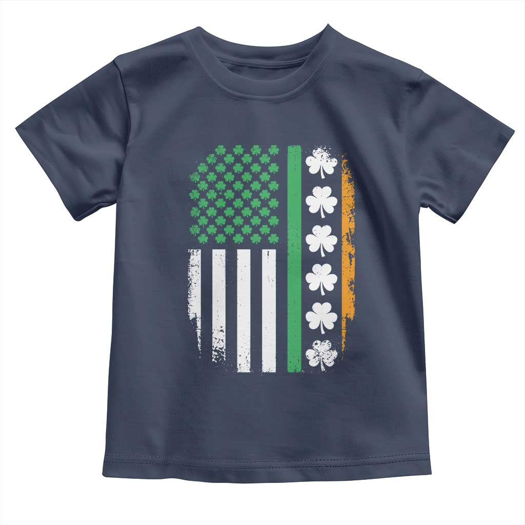 USA Flag With Shamrocks Toddler T Shirt St Patricks Day Gift TS12 Navy Print Your Wear