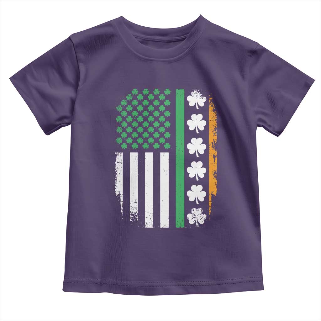 USA Flag With Shamrocks Toddler T Shirt St Patricks Day Gift TS12 Purple Print Your Wear