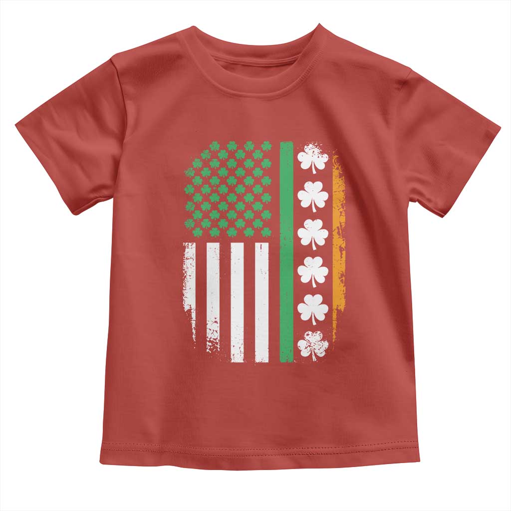 USA Flag With Shamrocks Toddler T Shirt St Patricks Day Gift TS12 Red Print Your Wear
