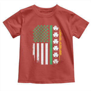 USA Flag With Shamrocks Toddler T Shirt St Patricks Day Gift TS12 Red Print Your Wear