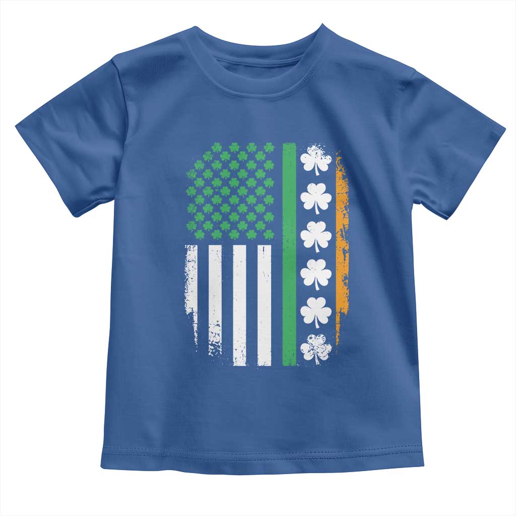 USA Flag With Shamrocks Toddler T Shirt St Patricks Day Gift TS12 Royal Blue Print Your Wear